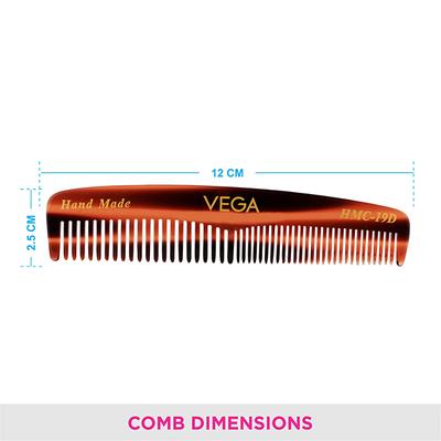 Vega Pocket Hair Comb for Men and Women, Brown (VC2HMC-19D) 2's - Hair Combs