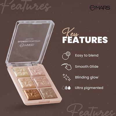 Mars 6 Shade illuminating Highlighter and Blusher Palette - 01 12 gm - Highlighters & Illuminators