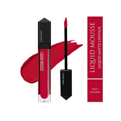 Love Earth Liquid Mousse Lipstick - Spicy Sangria Matte Finish Lightweight, Non-Sticky, Non-Drying 6 ml - Liquid Lipsticks