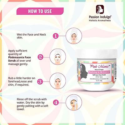 Passion Indulge Pink Mania Face Scrubb for Purifying and Oil Control Face with Aha Bha Acid All Skin Types 200 gm - Scrubs & Exfoliants