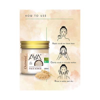 Aya Oatmeal Exfoliating Face Scrub, No Paraben, No Silicone, No Sulphate 100 ml - Scrubs & Exfoliants