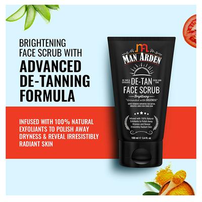 Man Arden De-Tan Brightening Face Scrub 100gm - Face Scrubs