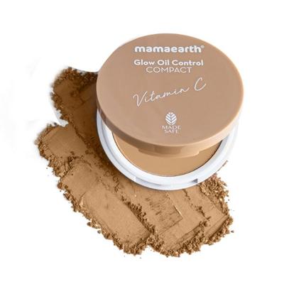 Mamaearth Glow Oil Control Compact SPF 30 with Vitamin C & Turmeric for 2X Instant Glow 04 Almond Glow 9 gm - Compact Powder