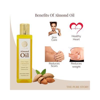 The Pure Story Sweet Almond Oil 100 Percent Pure Cold Pressed Hair Oils 200ml - Hair Oils