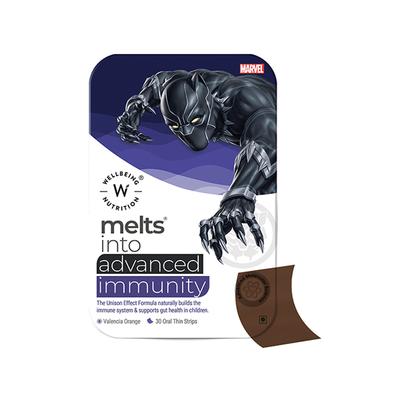 Wellbeing Nutrition Marvel Black Panther Melts Kids Advanced Immunity with Clinically Proven Vitamin C Zinc and D3 - 30 Strips - Multi-Vitamins