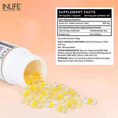 INLIFE Garlic Oil 500 mg Capsules 60's - Digestive Health