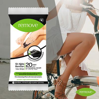 Remove Wax Strips 20 Pcs Body Strips - Active Carbon Charcoal - Flow Pack (20 Body Strips + 2 Cleaning Wipes) 1's - Shaving & Hair Removal