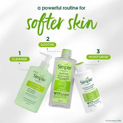 Simple Refreshing Facial Wash, 100% Soap-Free Perfect for Sensitive Skin 250 ml - Face Wash & Cleansers