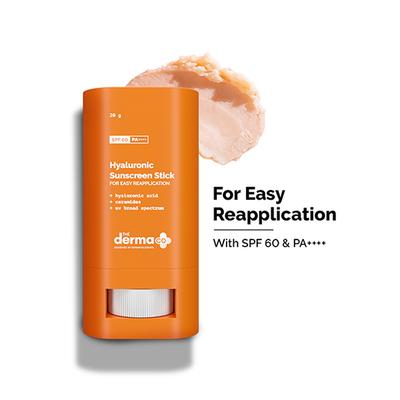 The Derma Co. Hyaluronic Sunscreen Stick With Spf 60 & Pa++++ For Easy Reapplication 20 gm - Face Sunscreen