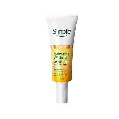 Simple Hydrating UV Fluid SPF 50 PA++++ | Hyaluronic Acid | Sunscreen for dry & sensitive skin, 40ml - Body Sunscreen