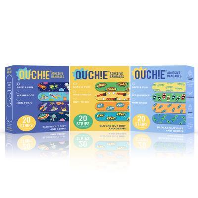 Ouchie Adhesive Kids Bandages 60's - Space Blue & Yellow & Blue (Combo Pack) - Baby Safety