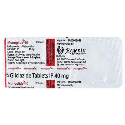 MONOGLIDE 40 Tablet 10's - Diabetes-Ant