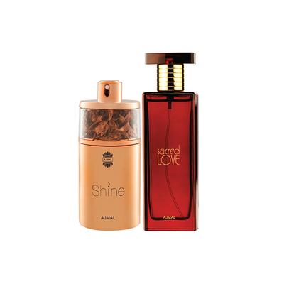 Ajmal Shine EDP Floral Powdery Perfume And Sacred Love EDP Floral Musky Perfume 125 ml - Women Perfumes (Edt/Edp)