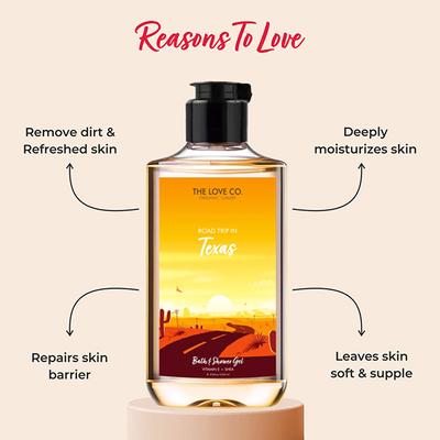 The Love Co. Texas Body Wash - Body Wash For Women - Hydrating - Moisturizing Body Care - 100% Vegan - Paraben Free 250 ml - Shower Gels & Body Wash