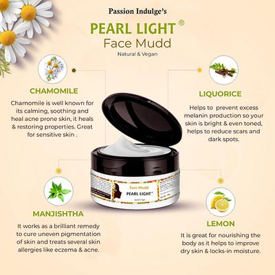 Passion Indulge PEARL LIGHT Face Mudd For Spot reduction And Skin Lightening 250GM - Face Packs