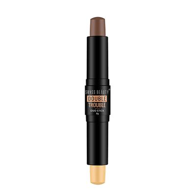 Swiss Beauty Double Trouble Contour & Highlighter Stick - (Caramel Focus) 8 gm - Highlighters & Illuminators