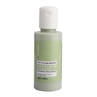 Pink Woolf 3-in 1 No-Soap Detoxifier - Neem Tea Tree Mint with French Green Clay 100 ml - Face Wash & Cleansers
