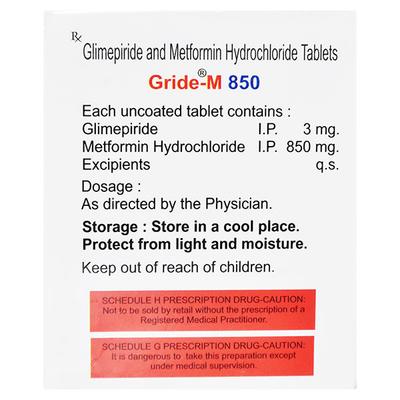 Gride M 850mg Tablet 10'S - Diabetes-Ant