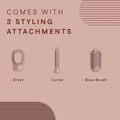 Winston 3-in-1 Hair Styling Blow Brush, Blow Dryer, Curling Iron, & Volumizing Brush- Silver and Grey 850 gm - Multi-Stylers