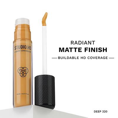 PAC Studio HD Liquid Concealer Radiant Matte Longwear Buildable Coverage - HD Deep 320 (8 ml) - Concealer