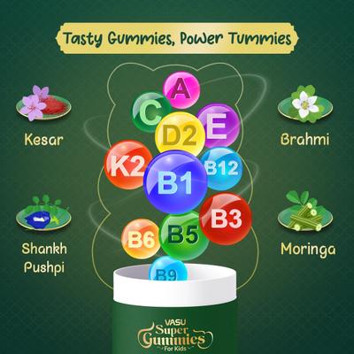 Vasu Super Gummies For Kids Natural Strawberry Flavour 60's - Speciality Medicines