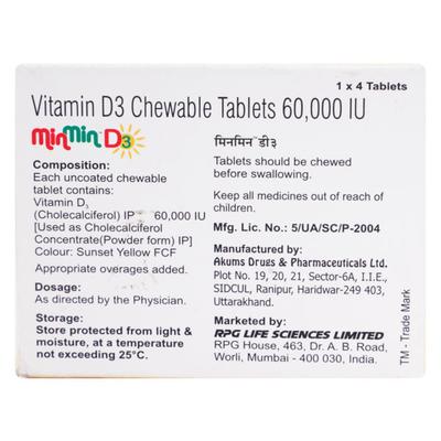 MINMIN D3 Chewable Tablet 4's - Supplements-Vam