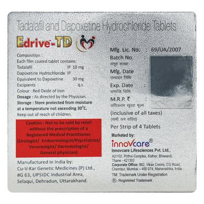 EDRIVE TD Tablet 4's - Impotence/Erectile Dysfunction (Ed)