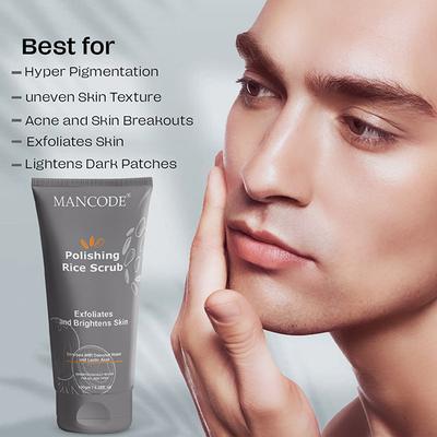 Mancode Polishing Rice Face Scrub Exfoliates And Brightens Skin 100 gm - Scrubs & Exfoliants