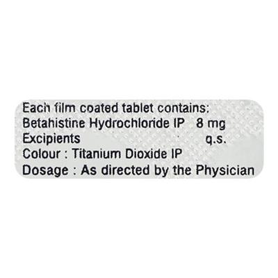 Vertirest 8mg Tablet 10'S - Vertigo-Ant