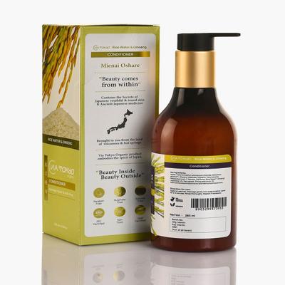 VIA TOKYO ORGANIC Rice Water & Ginseng Conditioner for Frizz Control & Hair Strengthening, No Sulphates, No Paraben 285 ml - Conditioners