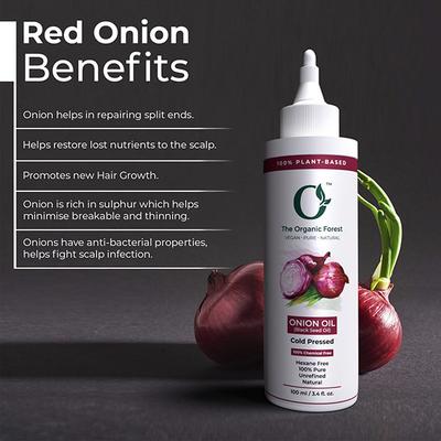 Organic Forest 100% VEGAN, Pure and Chemical-Free Onion Oil for Hair Regrowth and Hair Fall Control 100 ml - Hair Oils