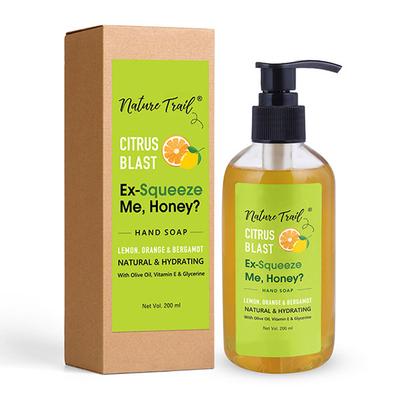 Nature Trail Citrus Blast Handwash with Olive, Lemon, Orange and Bergamot Oils, Sulphate and Paraben Free 200 ml - Hand Wash & Soaps