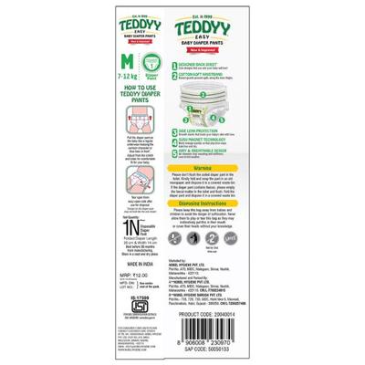 Teddyy Easy Baby Diaper Pant (M) 1's - Diapers & Wipes