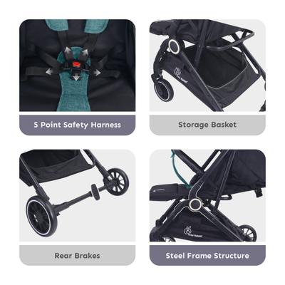 R for Rabbit Pocket Air Stroller Stroller - Green Black 1's - Baby Safety