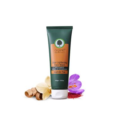 Organic Harvest Skin Lightening Face Wash - Organic Saffron & Sandalwood 100 gm - Face Wash & Cleansers
