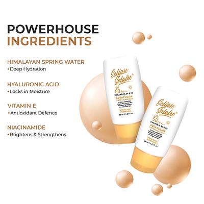 Eclipse Solaire Aqua Fusion Tinted Sunscreen SPF50 PA+++ Infused with Himalayan Spring Water 30 ml - Face Sunscreen