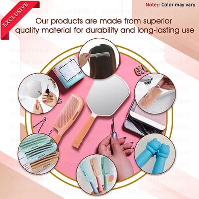 Majestique Elegant Mirror and Comb, Heat Resistant Detangling Comb, Hand Mirror - 2Pcs/Multicolor 1's - Hair Combs