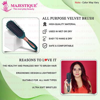Majestique Sleek All-purpose Hair Brush for Separating, Shaping and Defining Curls - Velvet Green 1's - Hair Brushes