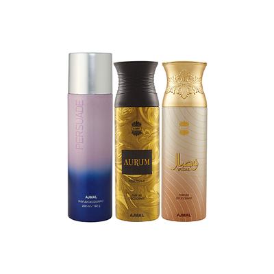 Ajmal 1 Magnetize, Persuade And 1 Wisal Deodorants Pack of 3 200 ml - Deodorants/Roll-Ons