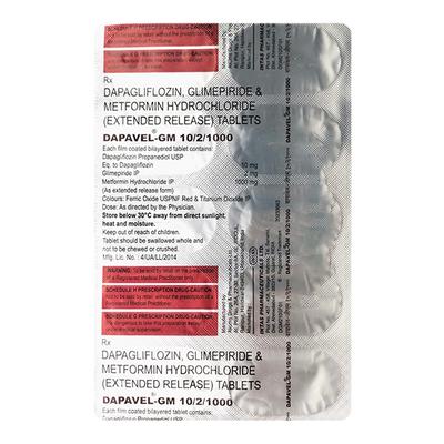 DAPAVEL GM 10/2/1000 Tablet 10's - Diabetes-Ant