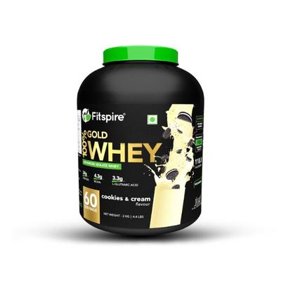 Fitspire Advanced Isolate Gold Whey Protein 60 Servings Cookie and Cream 2000 gm - Whey Proteins