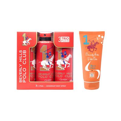 Beverly Hills Polo Club Classy Men Deo No.1 Trio Pack + Sports No.1 Women Shower Cream 3-in-1 Set 675 ml 1's - Deodorants/Roll-Ons