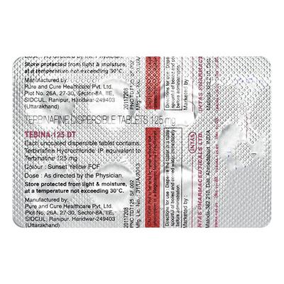 Tebina DT 125mg Tablet 7'S - Fungal Infections-Anf