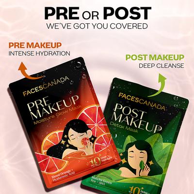 Faces Canada Pre-Makeup Moisture Glow Mask, Facial - Like Hydrating Sheet Mask 20 gm - Sheet Masks