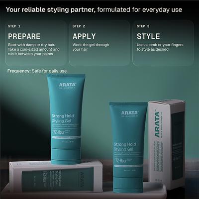 Arata Natural Hair Gel for Styling, Shaping, Strong Hold and with Organic Flaxseed and Extracts 50ml - Hair Gels & Waxes