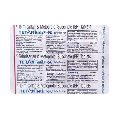 Tetan Beta 50mg Tablet 15'S - Hypertension-Ang