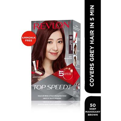 Revlon Top Speed Hair Color For Woman - Deep Mahogany Brown 50 with Outrageous Conditioner 270 ml - Crème
