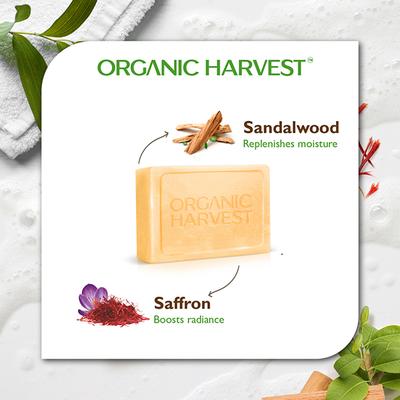 Organic Harvest Luxurious Bathing Bar - Sandalwood and Saffron, Sandalwood and Saffron Bar Soap 125 gm - Soaps