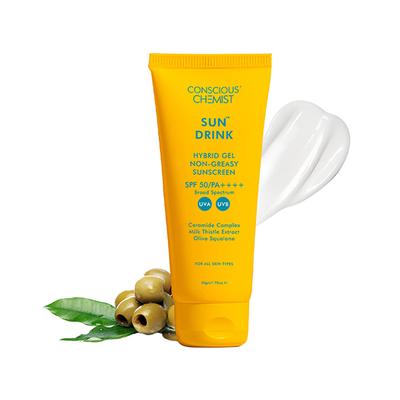 Conscious Chemist Sun Drink Ceramides Hybrid Gel Sunscreen SPF50 PA++++ With UVA/UVB & No White Cast 50gm - Face Sunscreen