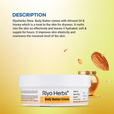 Riyo Herbs Advanced Nourishing Body Butter Cream - Almond, Honey & Shea Butter 200 gm - Body Butter